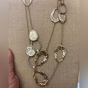 Two Tone‎ Hammered 40” Long Necklace